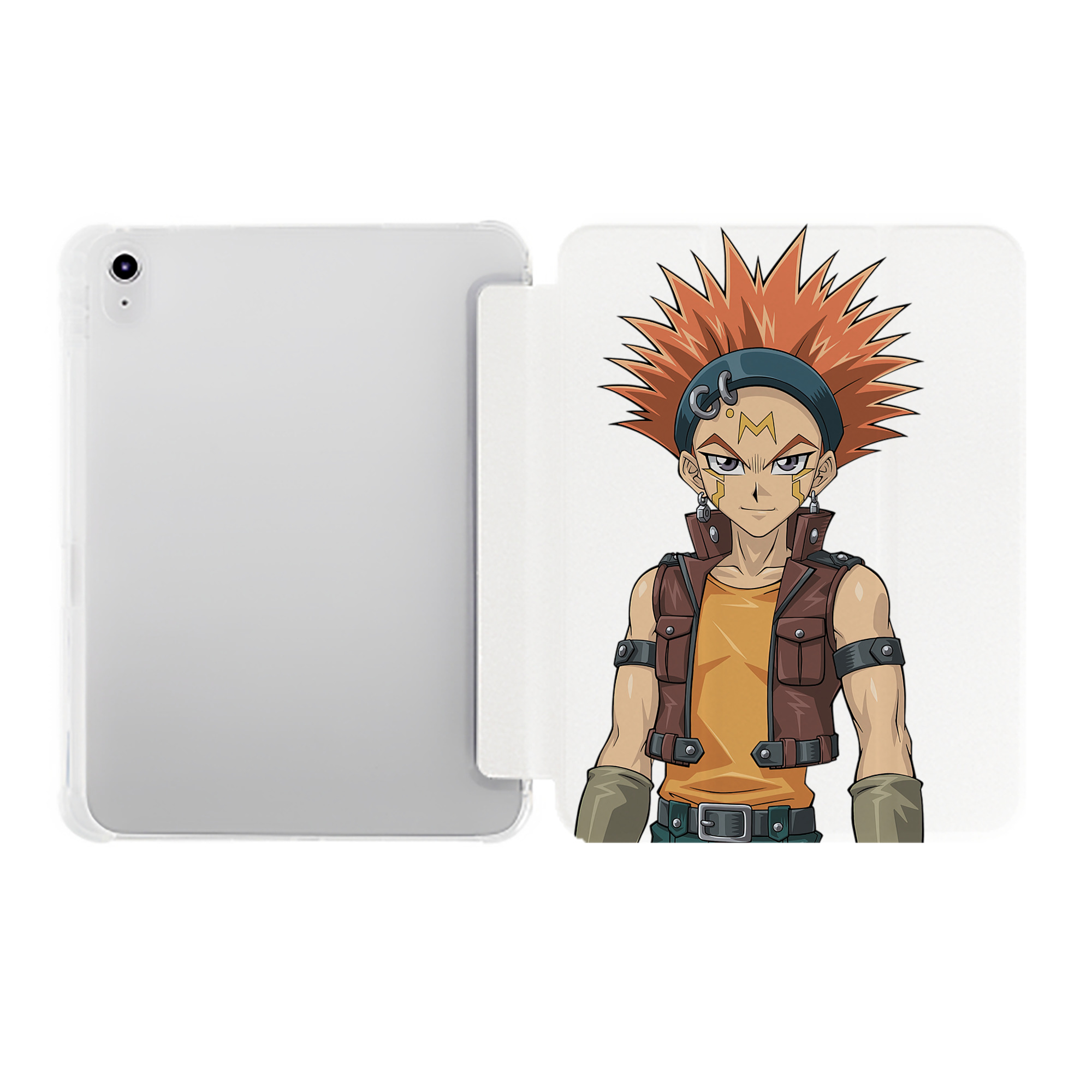 （画像用） 遊☆戯☆王 Yu-Gi-Oh! IPad ケース ペン収納付き 三つ折りスタンド PUレザー×シリコン 対応機種9.5/10.5/10.9インチ